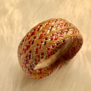 Pink and brown rattan bracelet